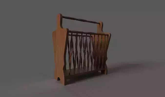 Wooden Newspaper Stand Low-poly 3D model