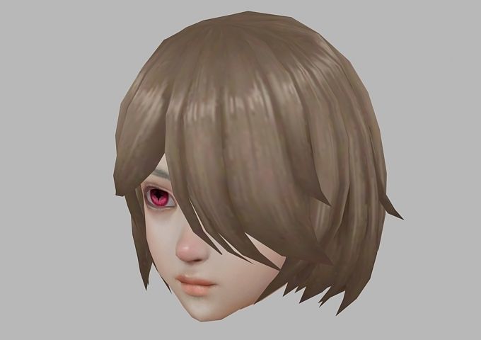 hair hair style short hair Low-poly 3D model_2