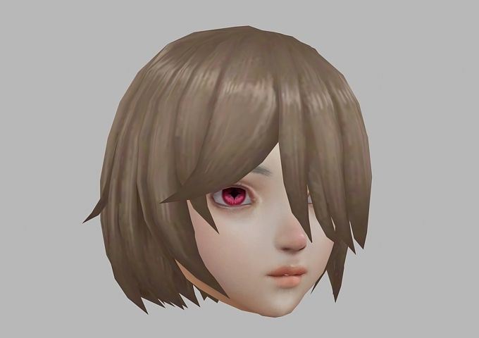 hair hair style short hair Low-poly 3D model_3