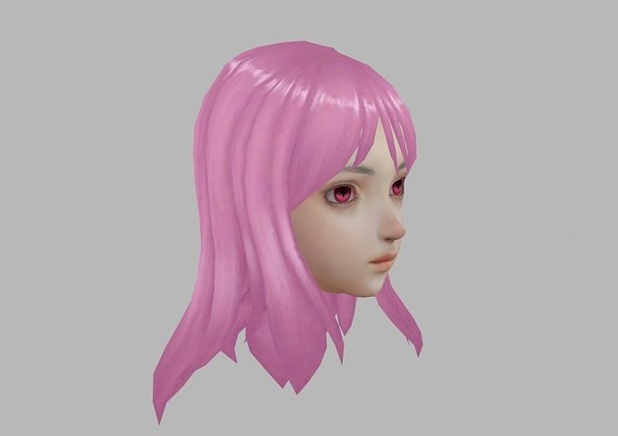 hair hair style short hair Low-poly 3D model_15