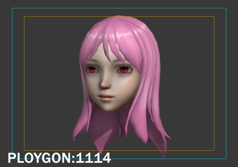 hair hair style short hair Low-poly 3D model_17