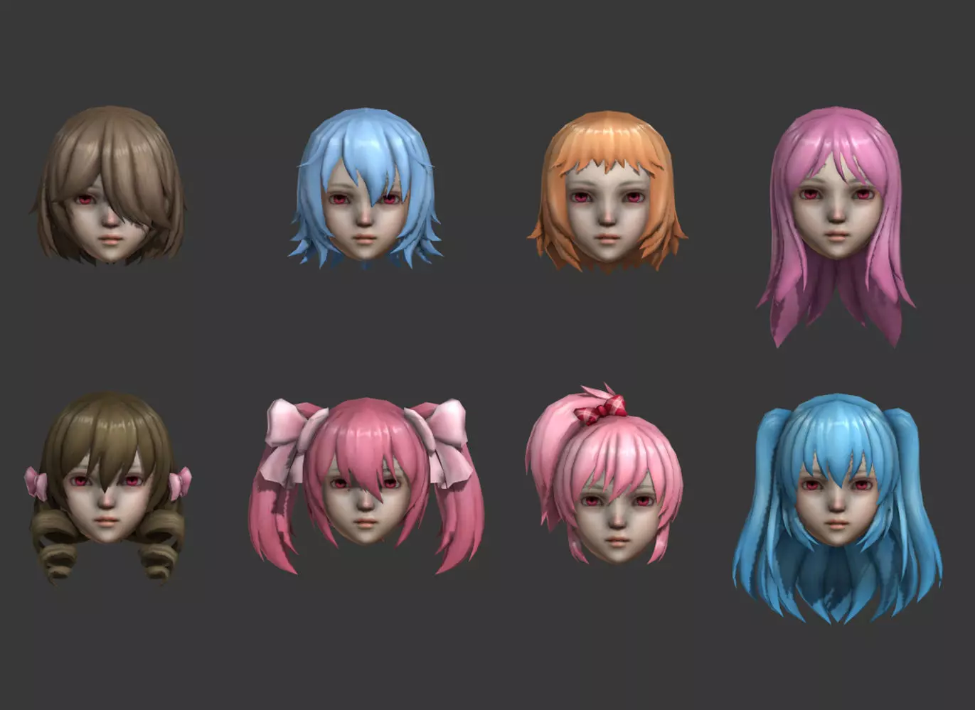 hair hair style short hair Low-poly 3D model_0