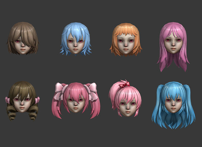 hair hair style short hair Low-poly 3D model