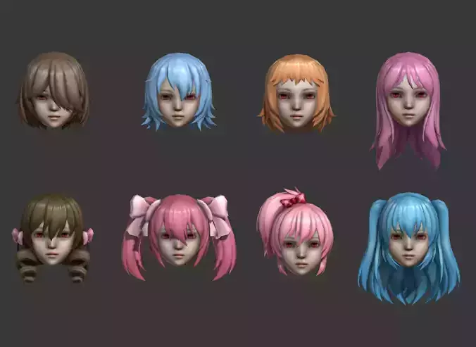 hair hair style short hair Low-poly 3D model