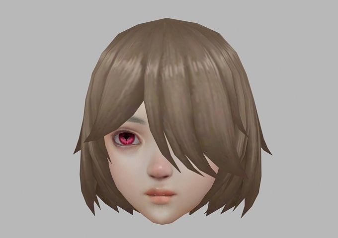 hair hair style short hair Low-poly 3D model_4