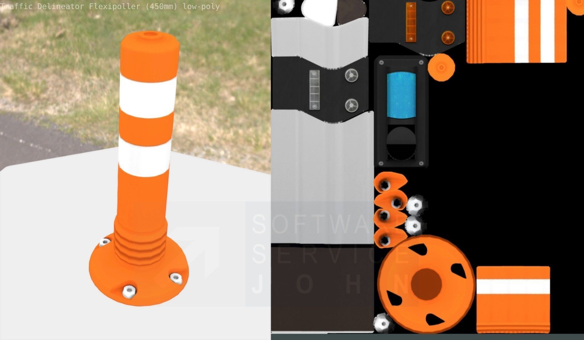 Traffic Delineator Flexipoller 450mm low-poly Low-poly 3D model_5