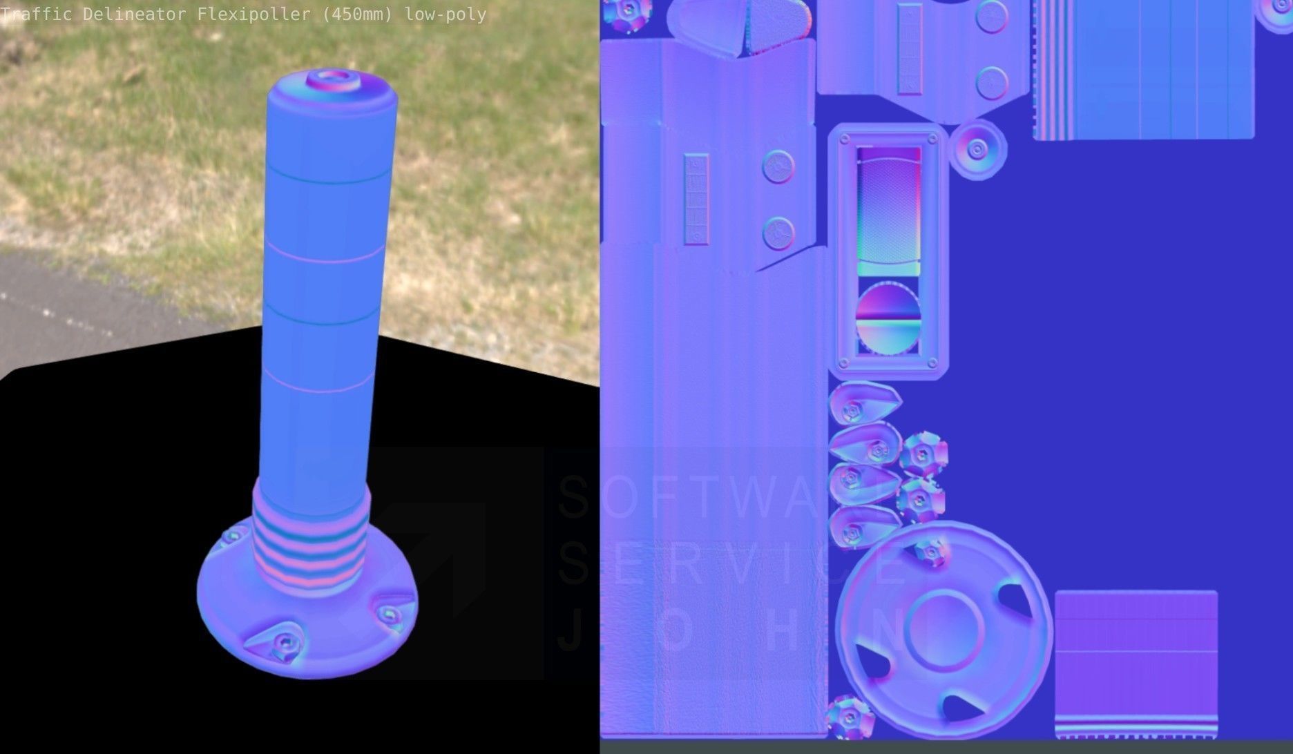 Traffic Delineator Flexipoller 450mm low-poly Low-poly 3D model_36