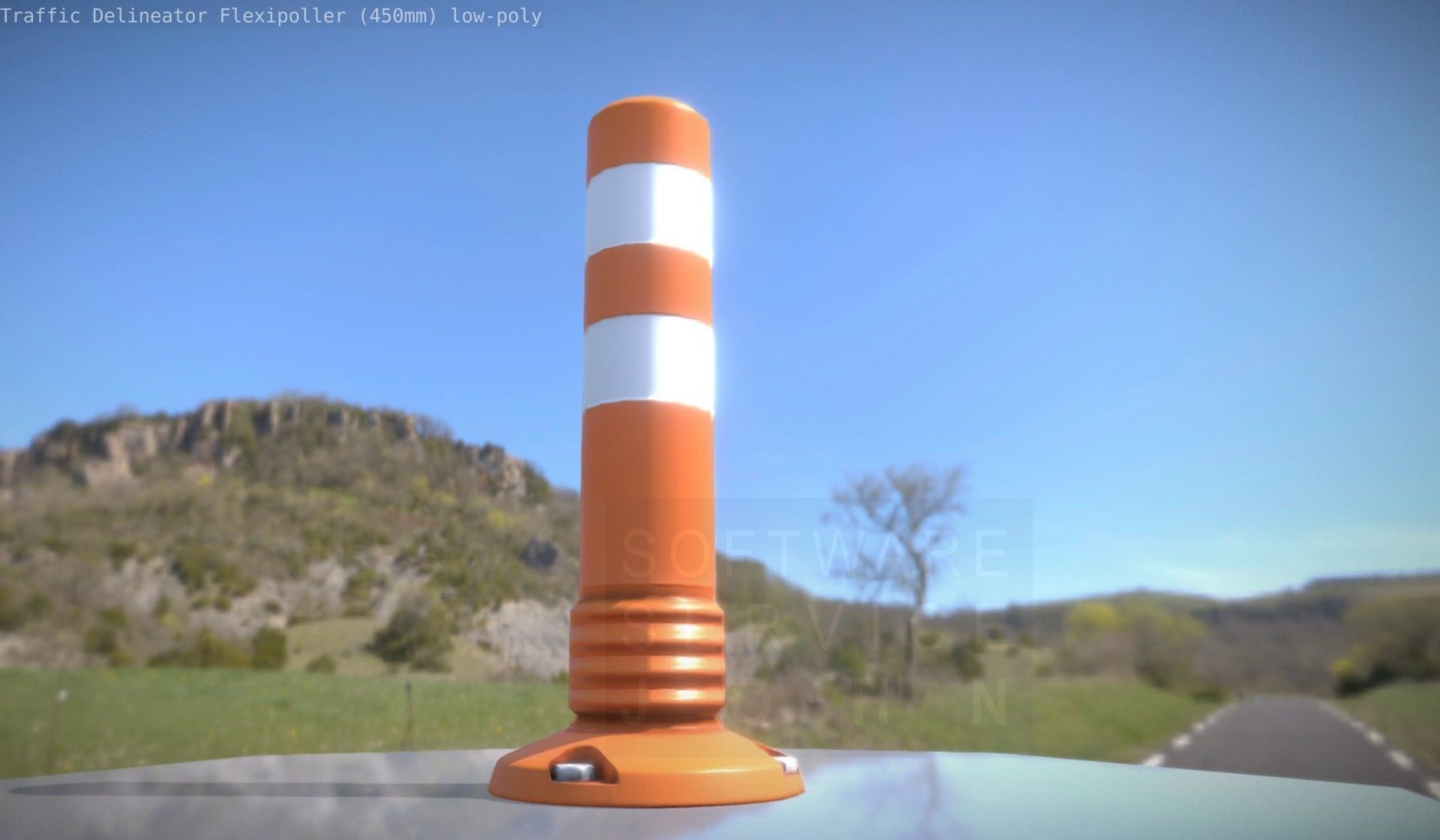 Traffic Delineator Flexipoller 450mm low-poly Low-poly 3D model_19