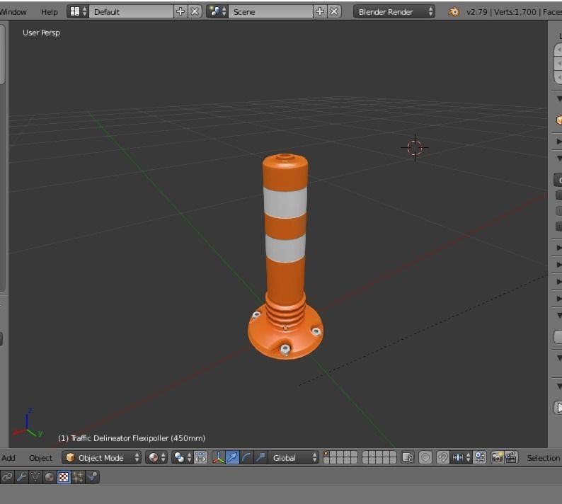 Traffic Delineator Flexipoller 450mm low-poly Low-poly 3D model_1