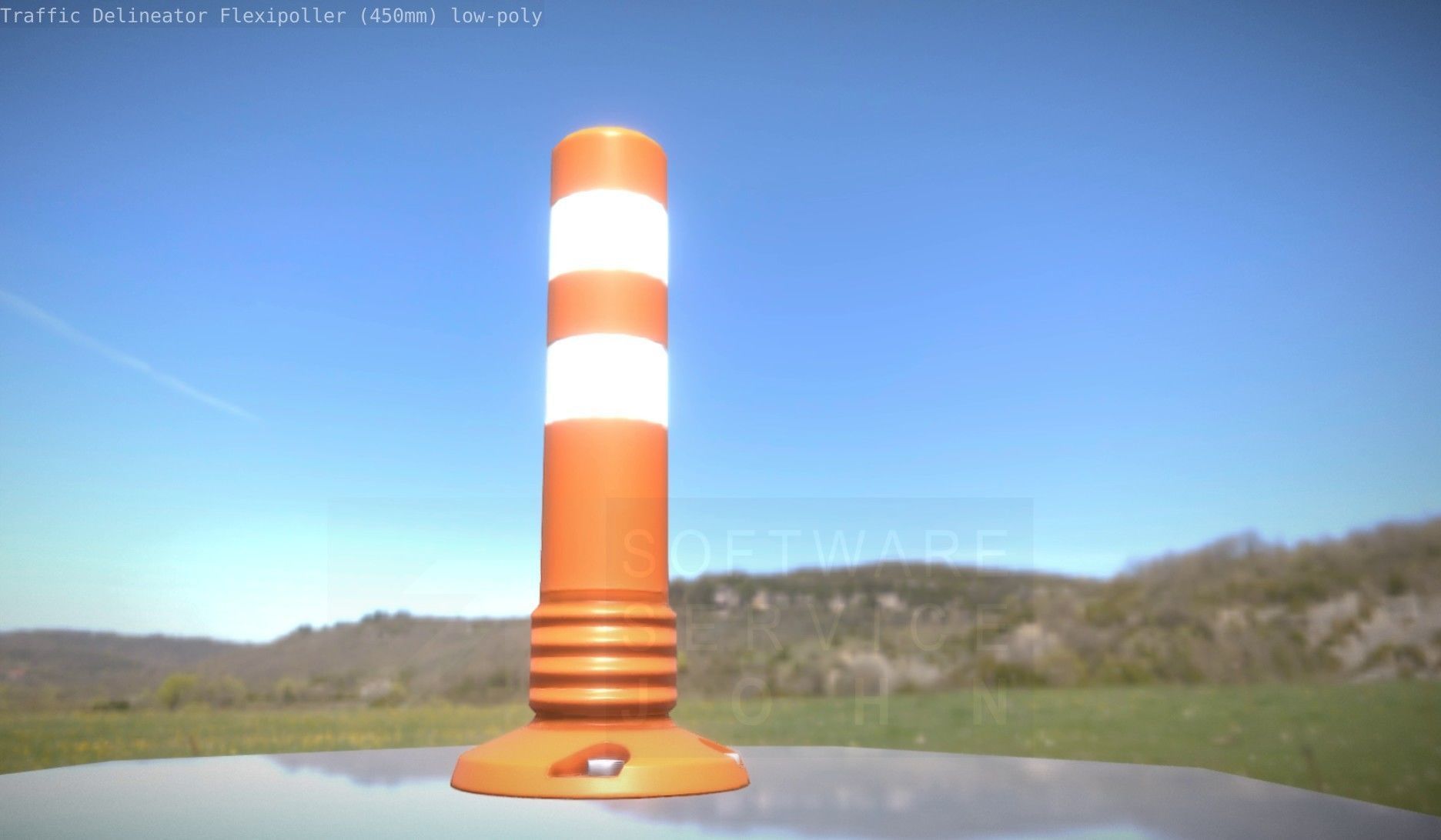 Traffic Delineator Flexipoller 450mm low-poly Low-poly 3D model_8