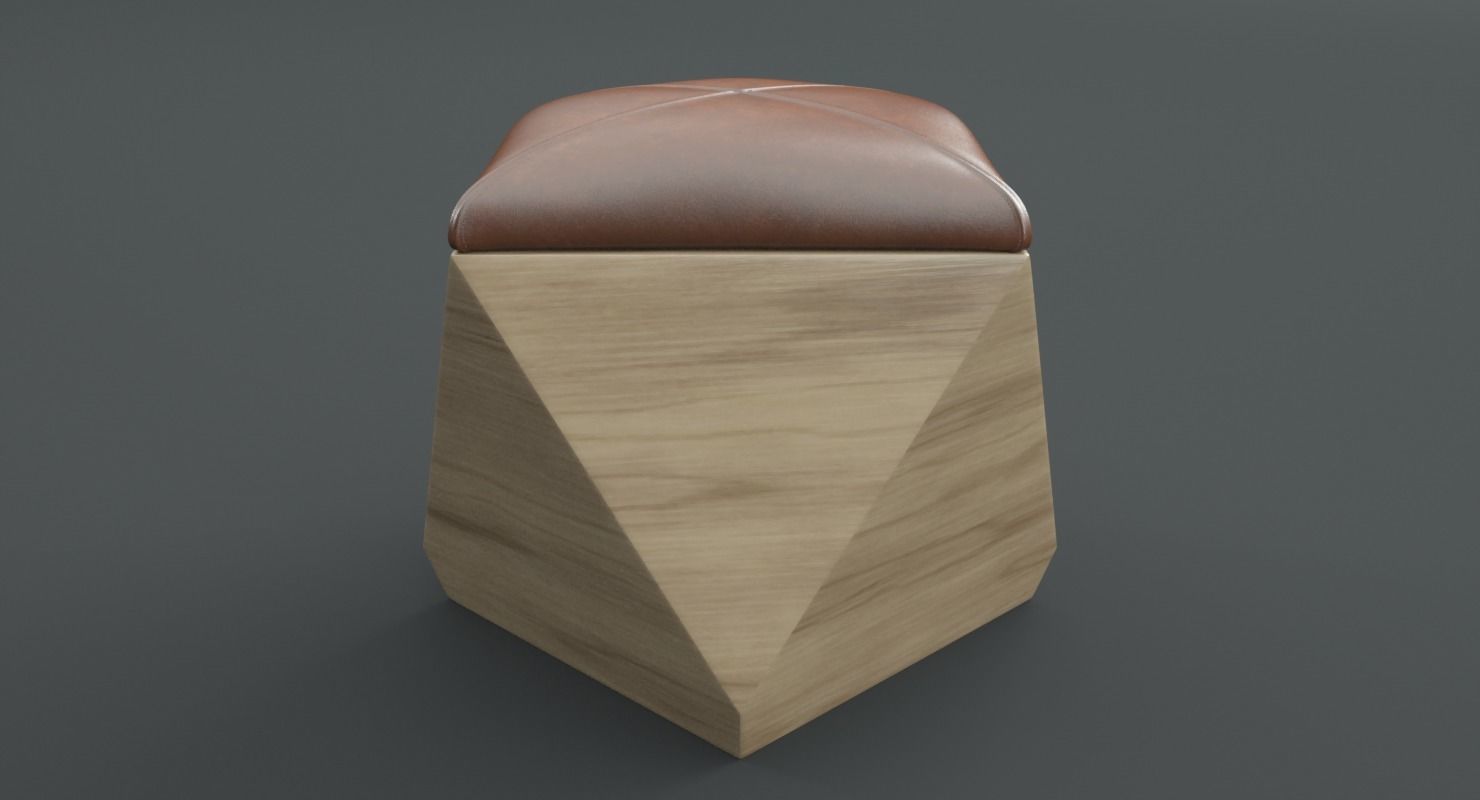 Hexagon Wood Ottoman-Chair 3D model_6