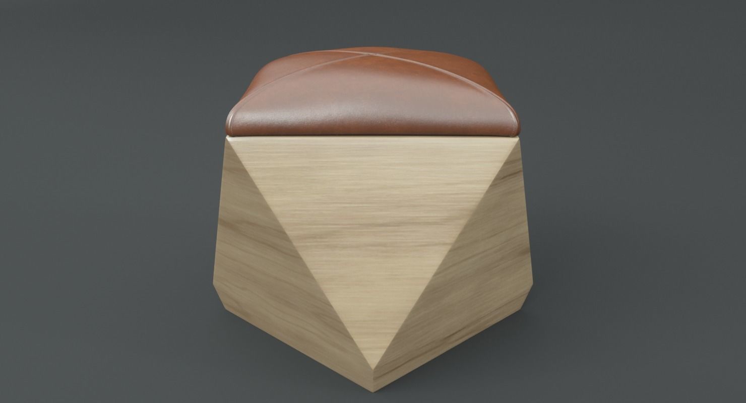 Hexagon Wood Ottoman-Chair 3D model_4