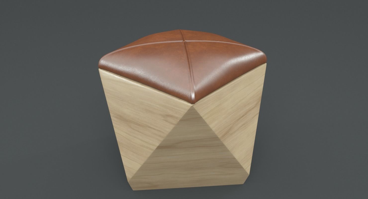 Hexagon Wood Ottoman-Chair 3D model_2