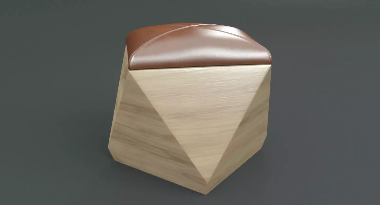 Hexagon Wood Ottoman-Chair 3D model_0
