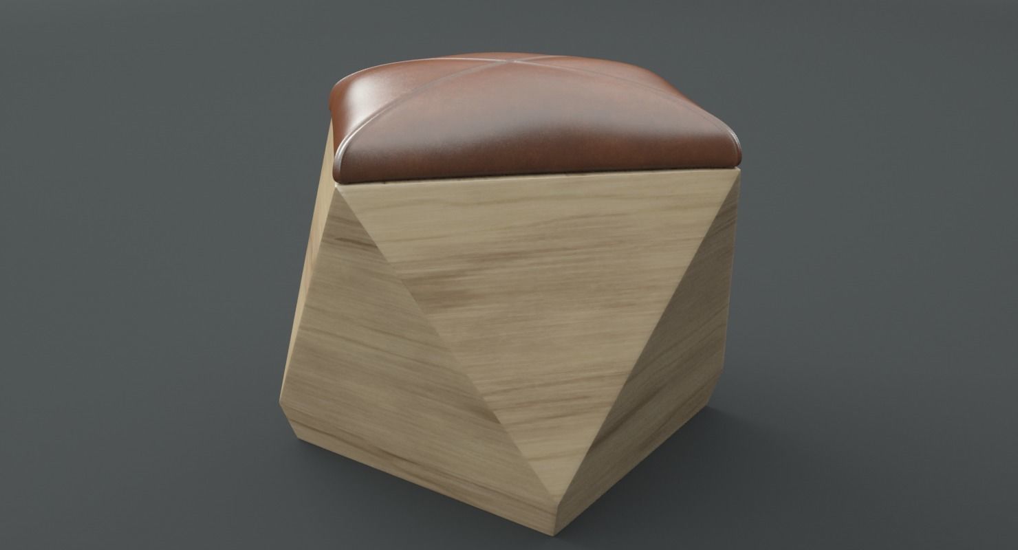 Hexagon Wood Ottoman-Chair 3D model_5