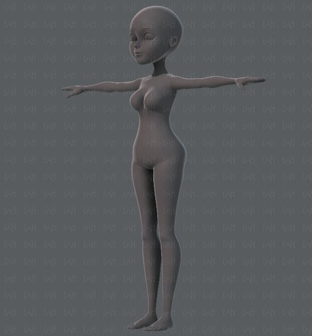 Base mesh woman 02 Low-poly 3D model_8
