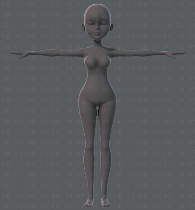 Base mesh woman 02 Low-poly 3D model_1