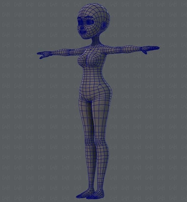 Base mesh woman 02 Low-poly 3D model_16