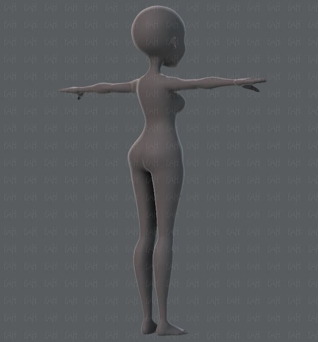 Base mesh woman 02 Low-poly 3D model_4