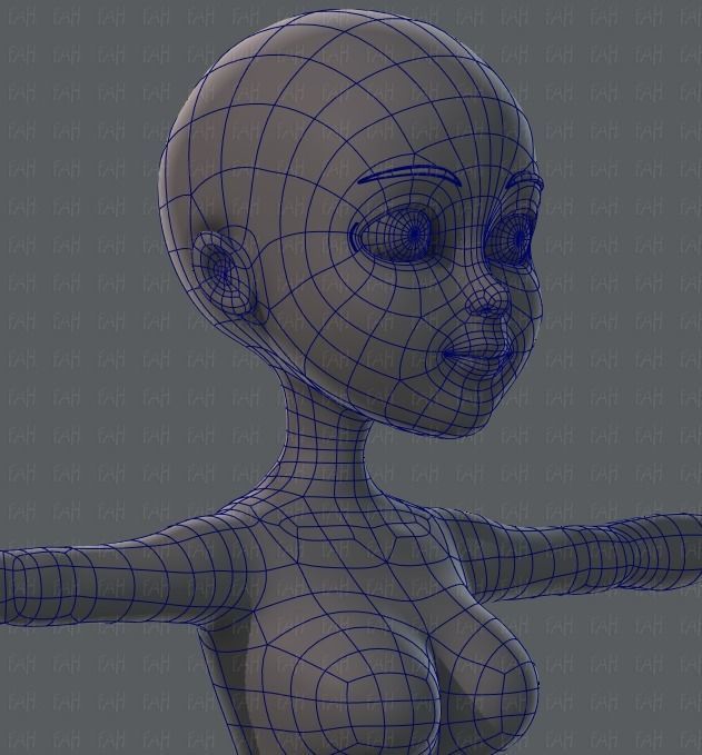 Base mesh woman 02 Low-poly 3D model_26
