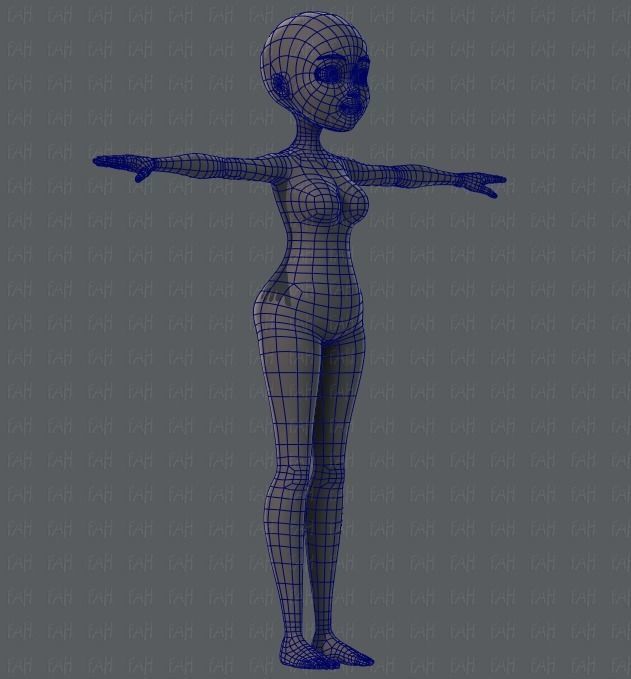Base mesh woman 02 Low-poly 3D model_10