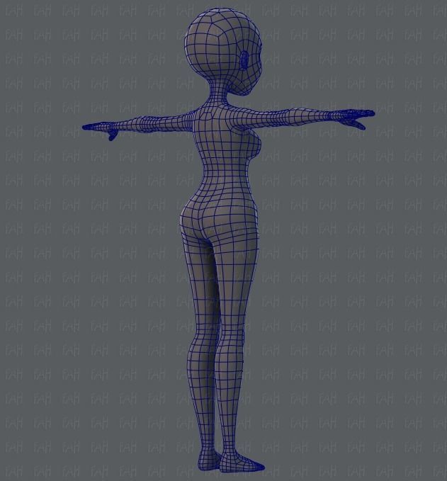 Base mesh woman 02 Low-poly 3D model_12