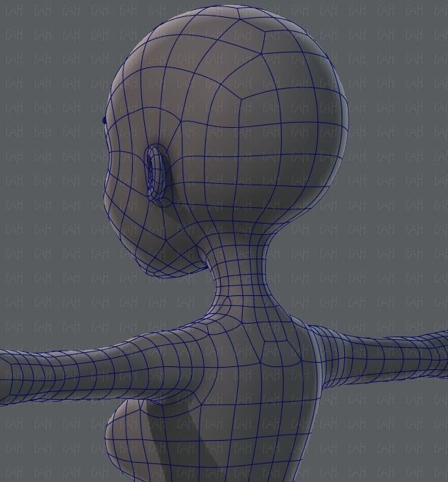 Base mesh woman 02 Low-poly 3D model_30