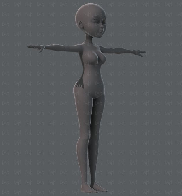 Base mesh woman 02 Low-poly 3D model_2