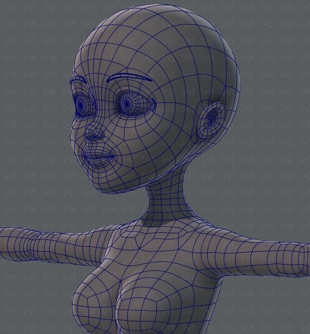 Base mesh woman 02 Low-poly 3D model_32