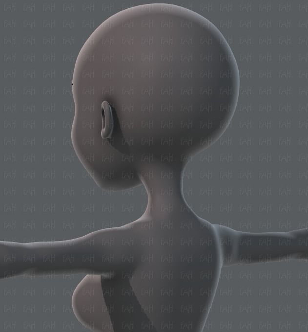 Base mesh woman 02 Low-poly 3D model_22