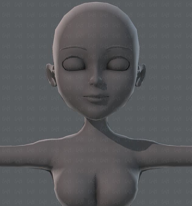 Base mesh woman 02 Low-poly 3D model_33