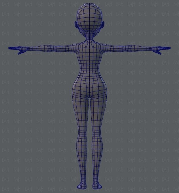 Base mesh woman 02 Low-poly 3D model_13