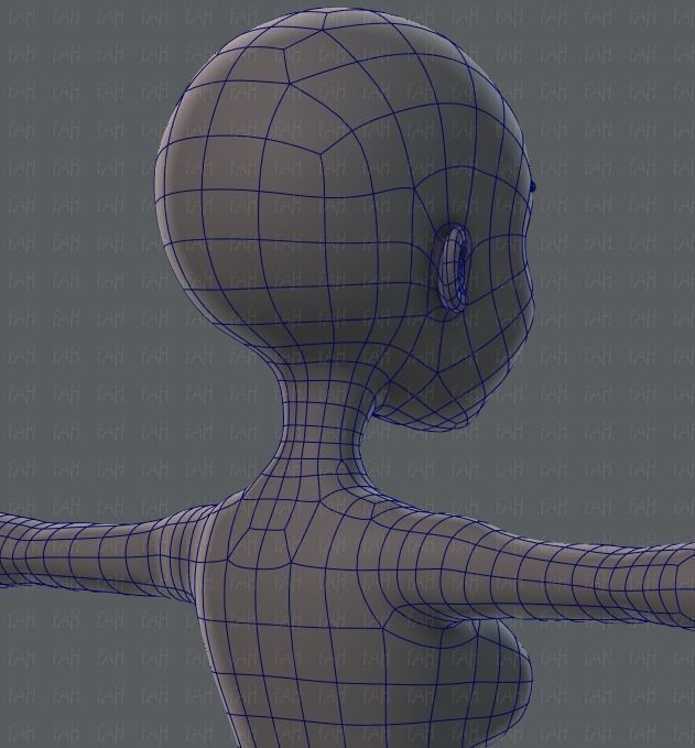 Base mesh woman 02 Low-poly 3D model_28