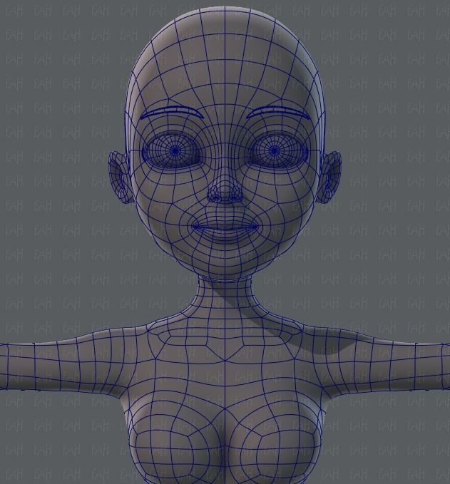 Base mesh woman 02 Low-poly 3D model_25