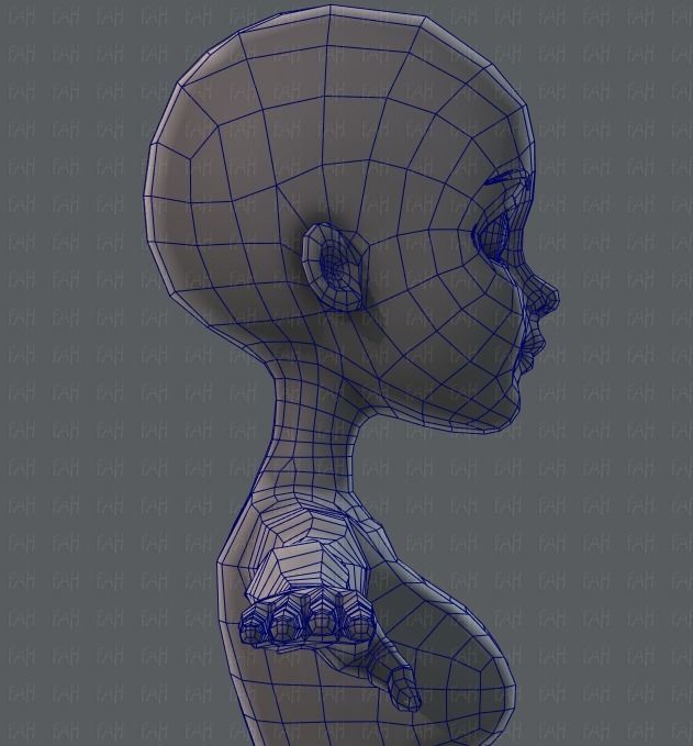 Base mesh woman 02 Low-poly 3D model_38