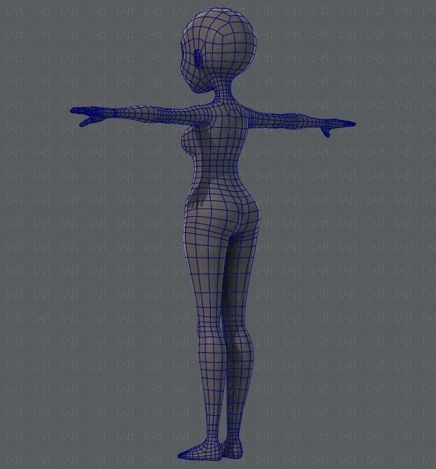 Base mesh woman 02 Low-poly 3D model_14