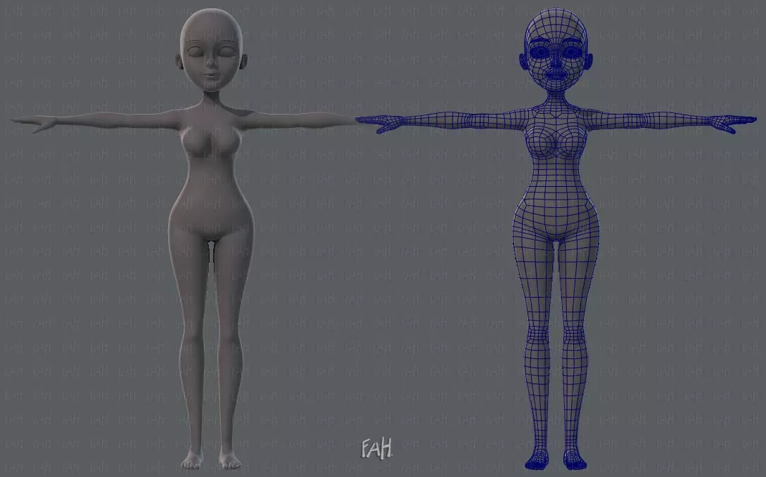 Base mesh woman 02 Low-poly 3D model_0