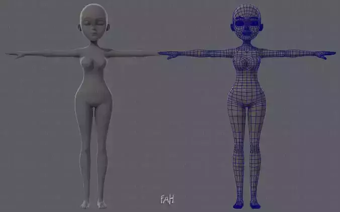Base mesh woman 02 Low-poly 3D model Base mesh woman 02 Low-poly 3D model