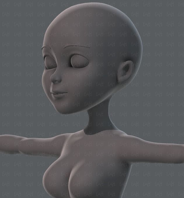 Base mesh woman 02 Low-poly 3D model_24