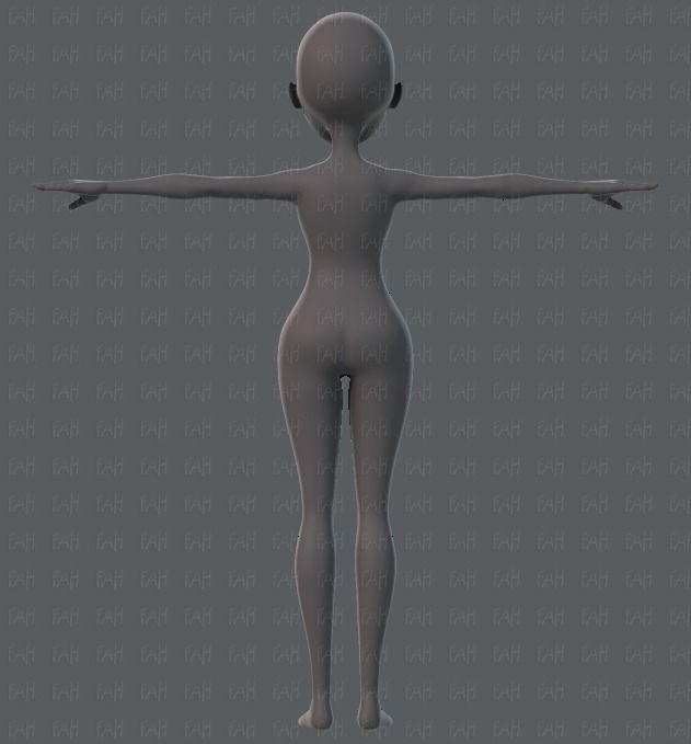 Base mesh woman 02 Low-poly 3D model_5
