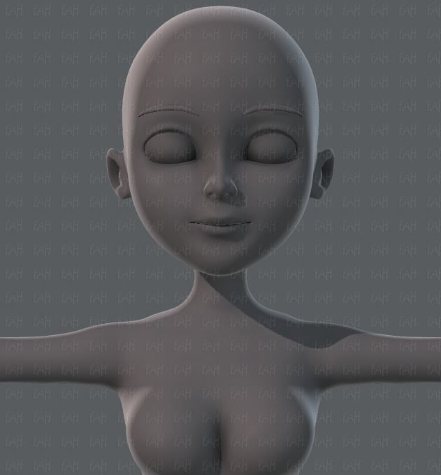 Base mesh woman 02 Low-poly 3D model_17
