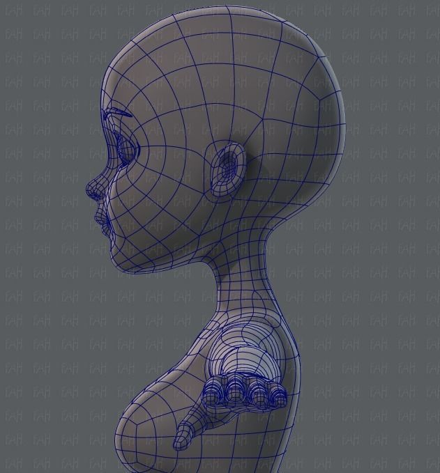 Base mesh woman 02 Low-poly 3D model_31