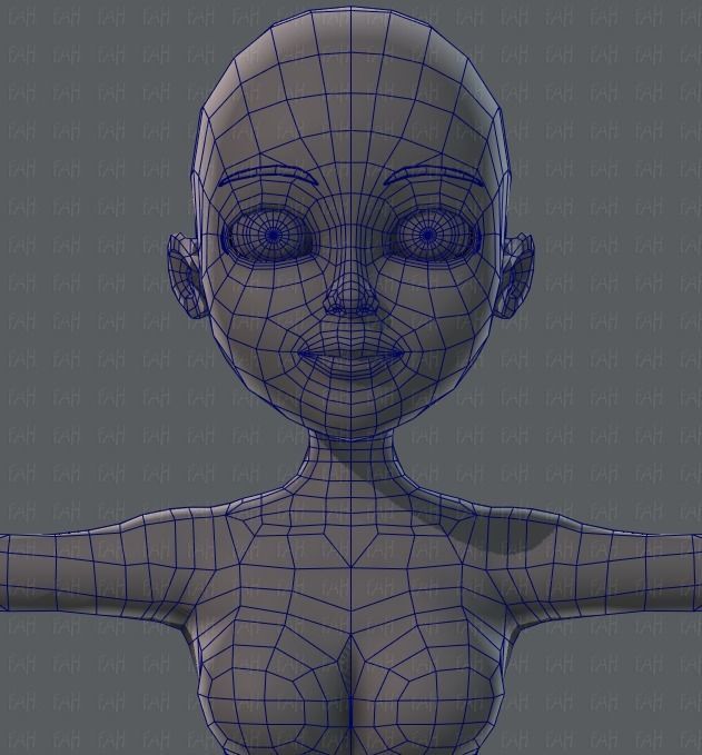 Base mesh woman 02 Low-poly 3D model_34