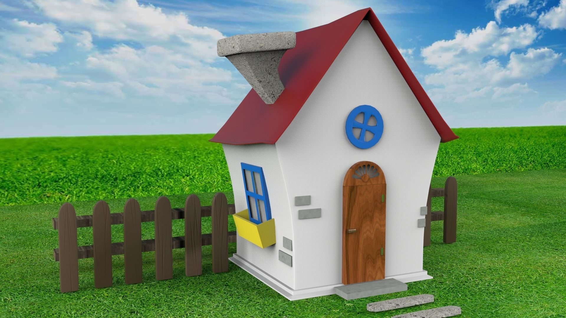 House little at night 3D model_2