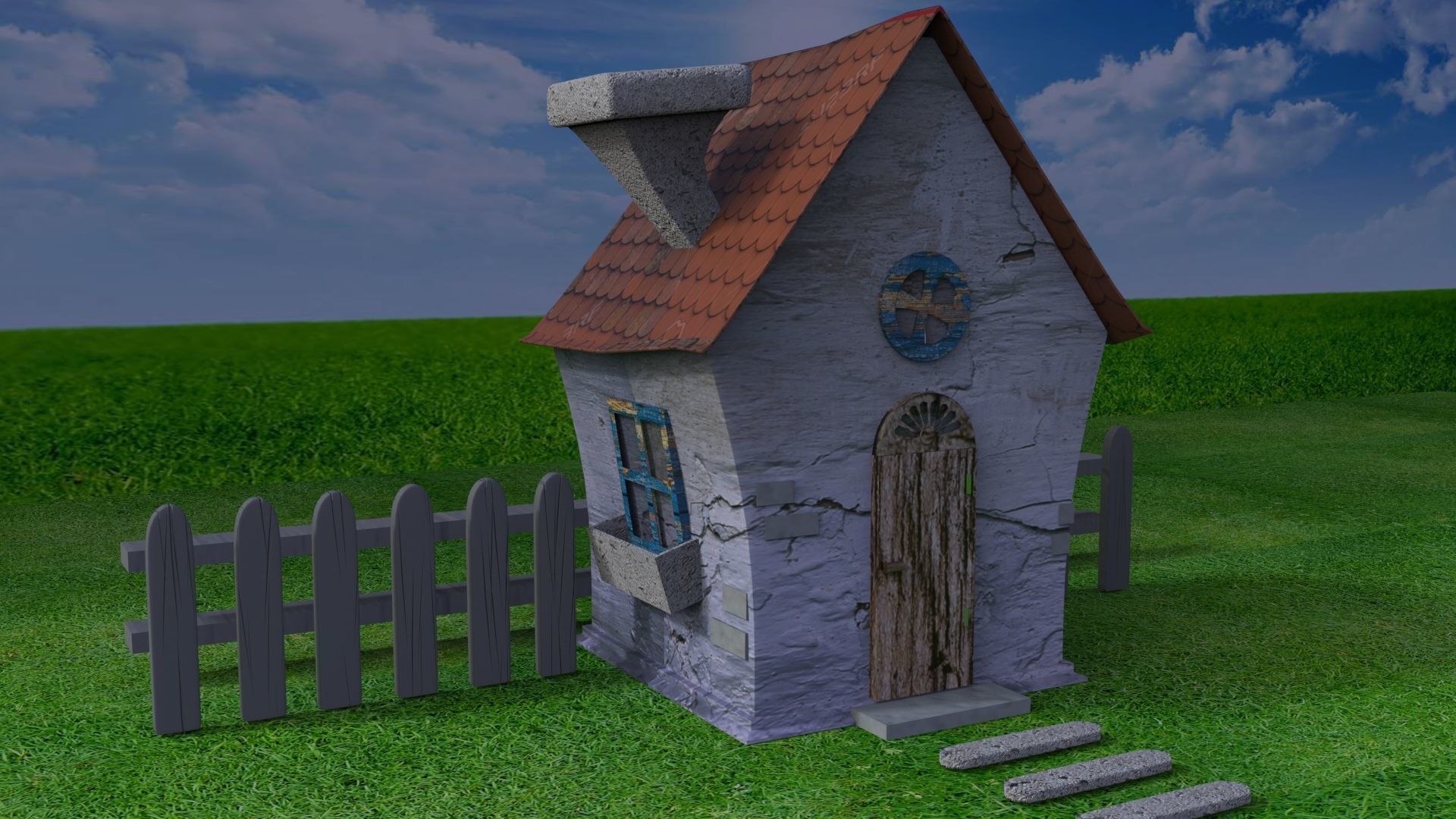 House little at night 3D model_1
