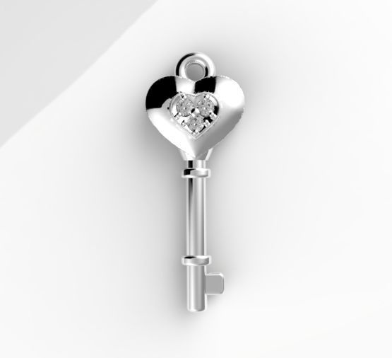 Key heart 3D print model_1