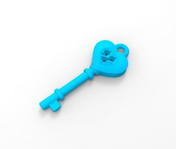 Key heart 3D print model_2