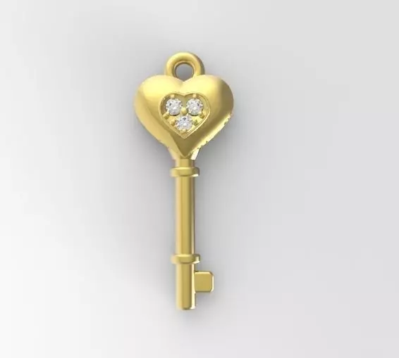 Key heart 3D print model_0