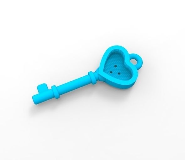 Key heart 3D print model_3