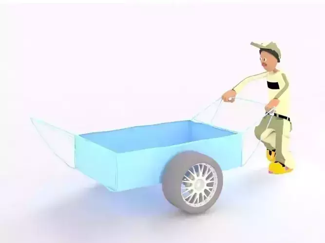 Pouss Pouss man pushing wagon